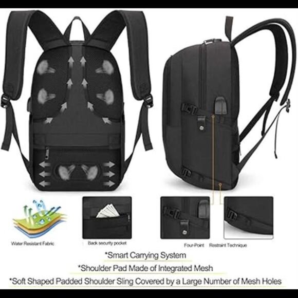 Travel Laptop Backpack Water Resistant Anti-Theft Bag with USB Charging Port - Picture 5 of 7